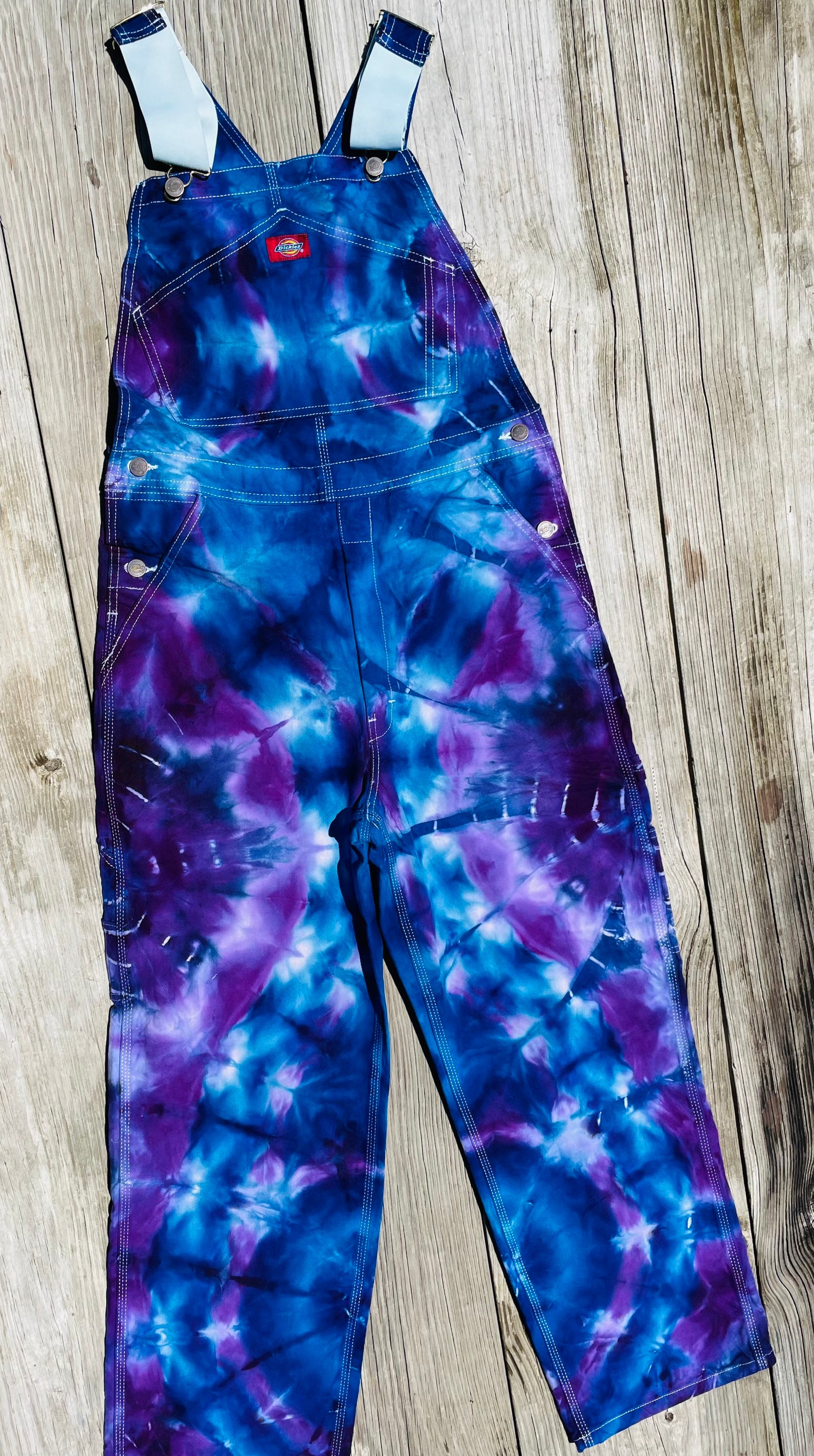 Dickie's Painter's Lätzchen Overall Iced Dye Tie Dyed S Muster Lilas/Blues von OgeecheeRiverTieDye