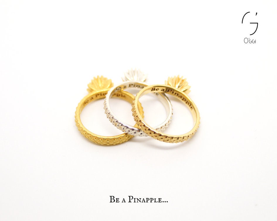 Ananas-Metall-Ring - 3D Gedruckt, Made in Belgien, Anpassbar Ananas-Metall-Ring - 3D Gedruckt, Made in Belgien, Anpassbar von OggiStore