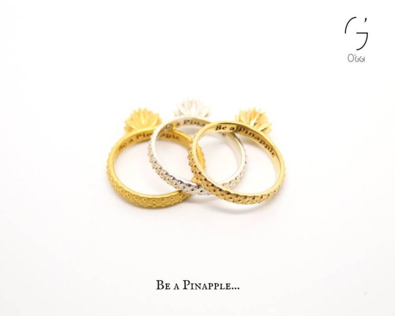 Ananas-Metall-Ring - 3D Gedruckt, Made in Belgien, Anpassbar von OggiStore