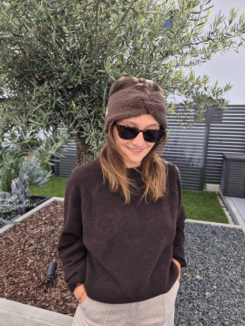 stirnband Mit Knoten Bouclé Braun Für Erwachsene von Ognahtis