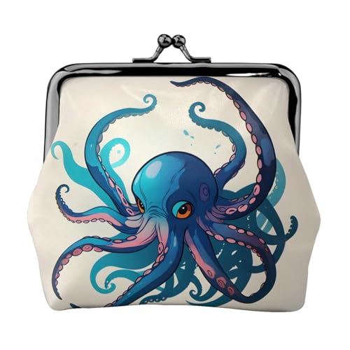 Blaue und violette Oktopus-Münzgeldbörse, kleine Reise-Aufbewahrungstasche für Wochenendausflüge und Geschäftsreisen, Schwarz , Einheitsgröße, Münztasche von Ogniwo