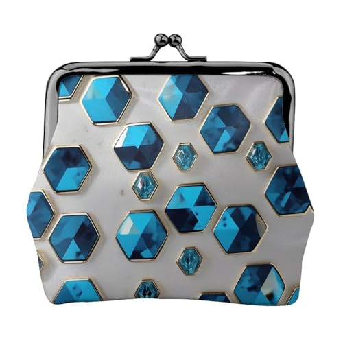Blue Hexagons and Diamonds Coin Purse, Small Travel Kit Storage Pouch for Weekend Getaways and Business Trips, Schwarz , Einheitsgröße, Münztasche von Ogniwo