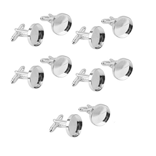 Ogquaton 10pcs Runde Manschettenknöpfe Rohlinge Manschettenknöpfe Rücken für Handwerk 16mm Silber langlebig und nützlich von Ogquaton