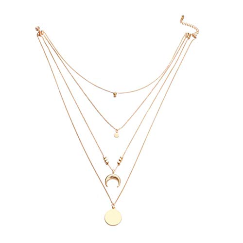 Ogquaton Goldene frauen halskette mehrschichtige kette choker halskette mit mondscheibe praktisch und beliebt von Ogquaton