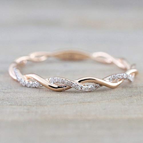 Ogquaton Rose Gold Damenring Diamant Twist Ohrringe Paar Simple Fashion Jewellery Damenschmuck, Rotgold, 7 EU Langlebig und nützlich von Ogquaton