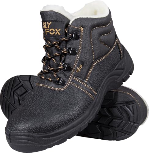 Ogrifox OX-SLX-TO-SB Arbeitsschuhe Herren, Damen | Sicherheitsschuhe | Mit Schafsfell isoliert | Safety Shoes | ISO EN20345 | Schwarz-Gold | Größe 48, OX-SLX-TO-SB_48 von Ogrifox