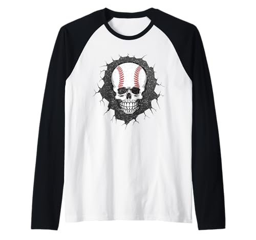 Baseball Skelett Halloween Herren Jungen Baseball Halloween Raglan von Oh Boy Love It - Halloween Sports