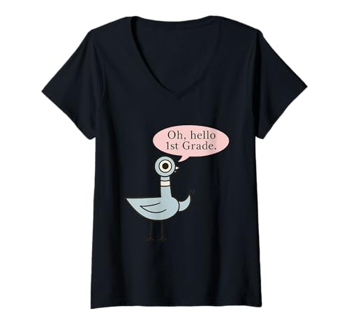 Damen Oh Hallo, Erstklässler, süße Taube, Lehrer der 1. Klasse, lustig T-Shirt mit V-Ausschnitt Damen Oh Hallo, Erstklässler, süße Taube, Lehrer der 1. Klasse, lustig T-Shirt mit V-Ausschnitt von Oh Hello First Grade 1st Grade Teacher Pigeon Tee