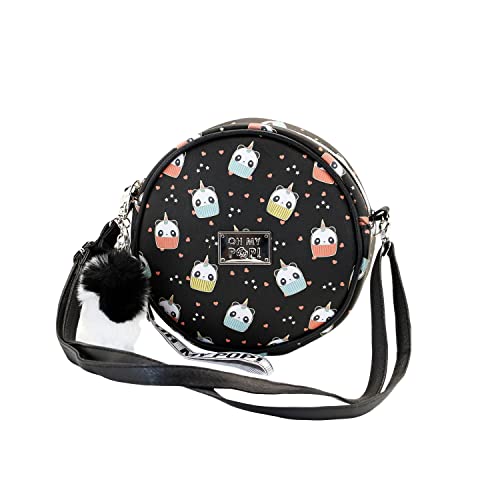 Oh My Pop! Pandicorn-Runde Schultertasche, Schwarz, 18,5 x 18,5 cm von Oh My Pop!