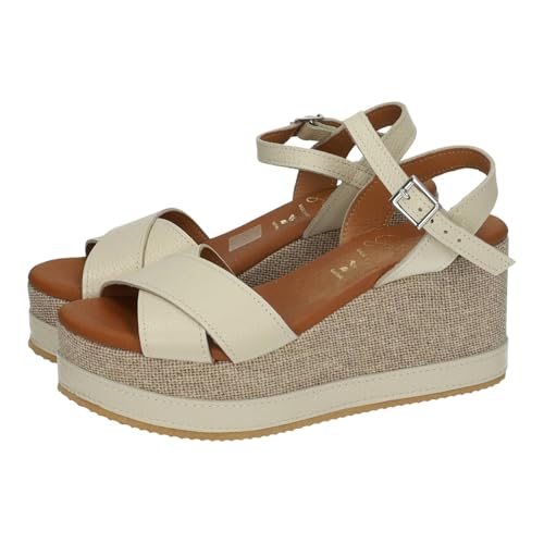 Oh! My Sandals 5736 Damen-Sandalen mit Keilabsatz, eisfarben, gekreuzte Träger und verstellbare Schnalle für Damen, Sandalen mit Absatz, Himmel, 38 EU von Oh! My Sandals