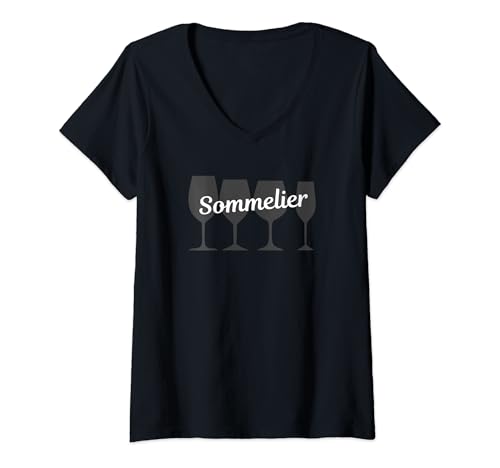 Damen SOMMELIER T-Shirt mit V-Ausschnitt von Oh My Sommelier