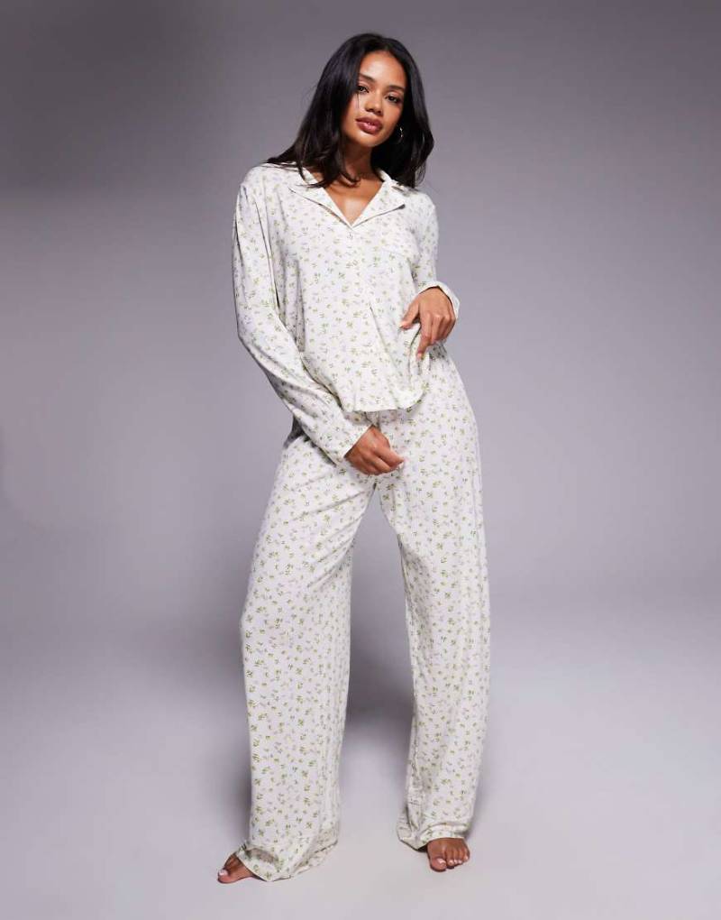 Oh Polly - Pyjamahose mit Zitronenprint und weitem Bein, Kombiteil-Gelb von Oh Polly