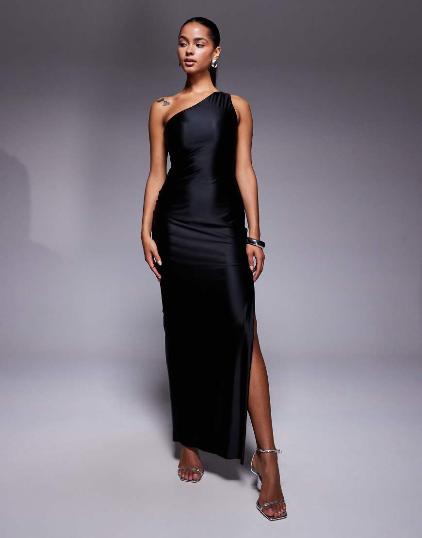 Oh Polly - Sheril - Maxikleid in Schwarz mit Schalkragen von Oh Polly