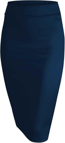 Print Bleistiftrock mit separatem Gummizug Taille Damen Midi Länge Rock Knielang Damen Rock EU 34-48 (as3, Numeric, Numeric_34, Numeric_36, Regular, Regular, Navy Blau) von Oh! Pretty