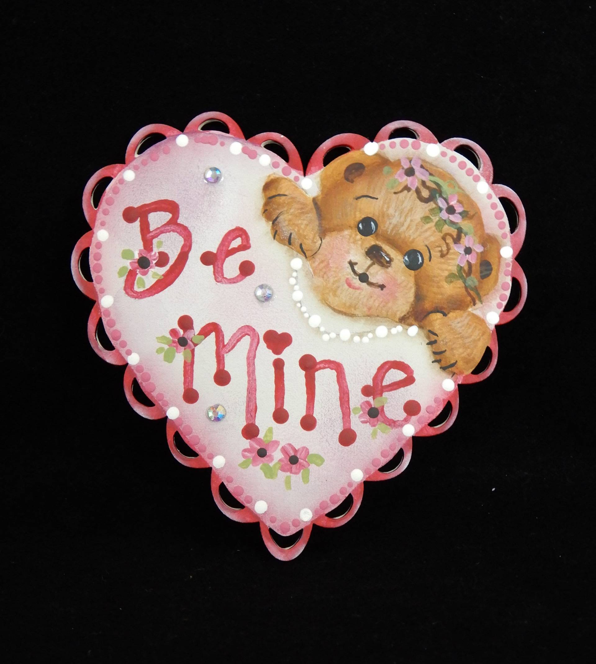 Handbemalter Valentinstag Herz Pin Swarovski Kristalle, Snuggle Bär Handbemalter Valentinstag Herz Pin Swarovski Kristalle, Snuggle Bär von OhBeautifullyBrushed