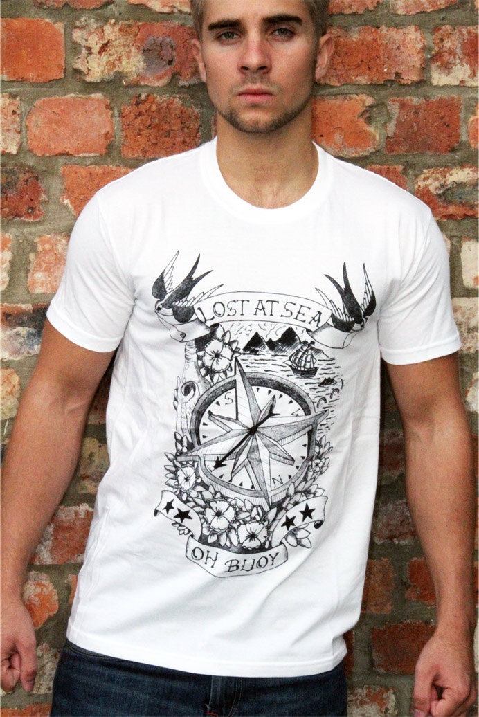Vintage Tattoo T-Shirt - Lost At Sea | Größe S von OhBuoyTees