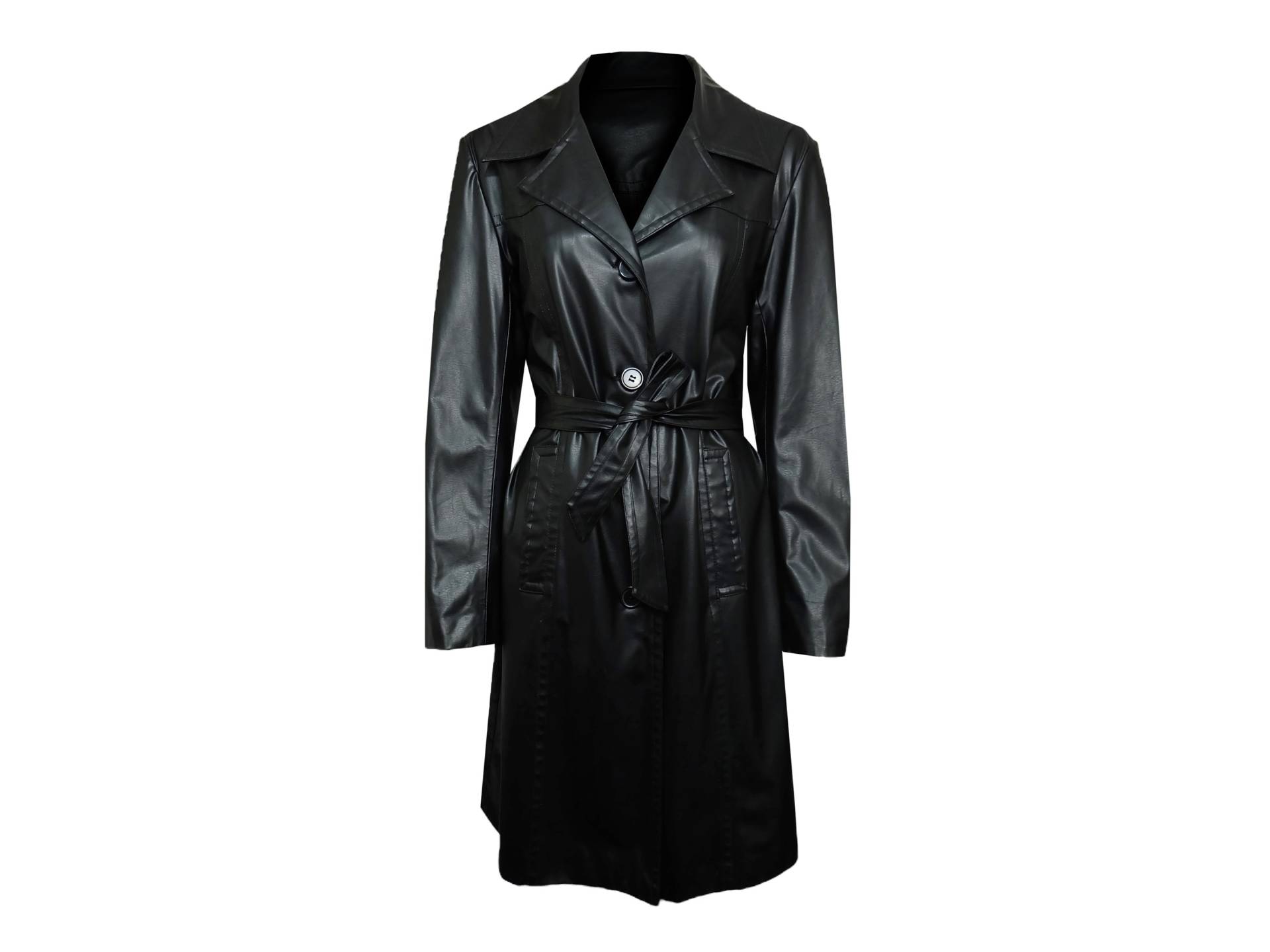 Vintage 00S Schwarzer Pvc Trenchcoat Vintage 00S Schwarzer Pvc Trenchcoat von OhChereeCheree