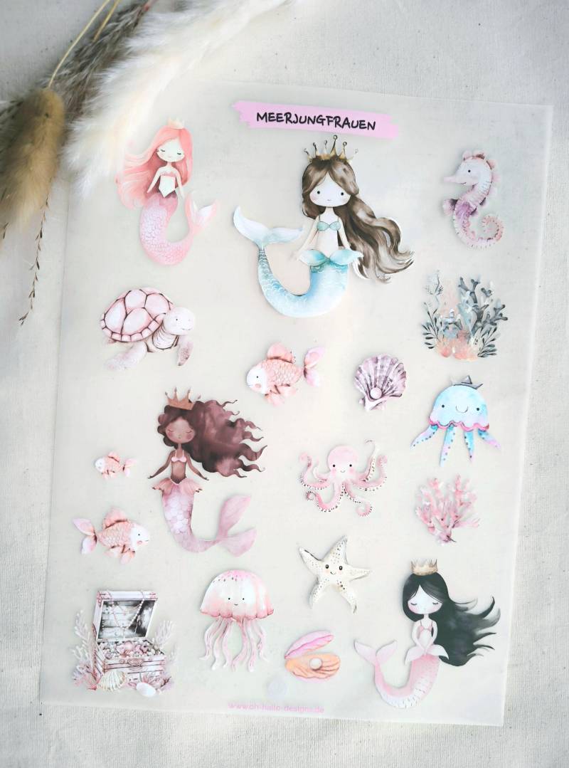 Din A4 Bügelbilder Meerjungfrauen/Iron On/ Applikationen Hot Peel Patches Kinder Set Zum Aufbügeln von OhHalloDesigns