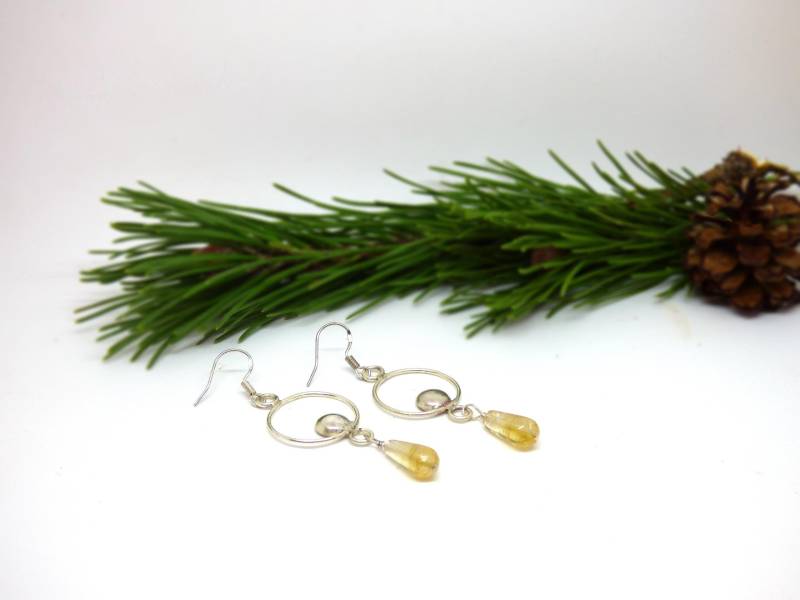 Citrin Ohrringe ~ November Geburtsstein Baumeln Edelstein Schmuck Gelbe Muttertag Geschenk von OhJewelery