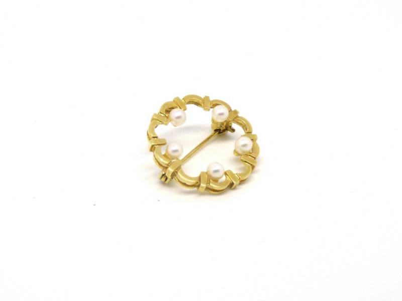 Gold Perlen Brosche ~ 14K Massives Runde Weiße Perle Perlennadel Vintage Muttertag von OhJewelery