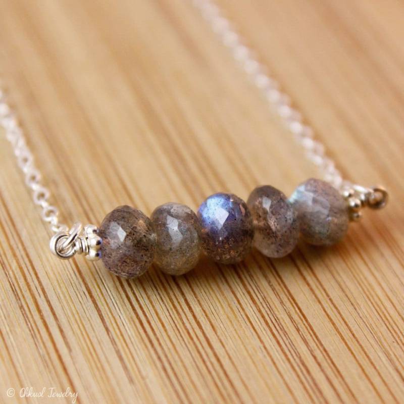 Silberkette Mitternachtsblauer Labradorit, 925Er Silber von OhKuol