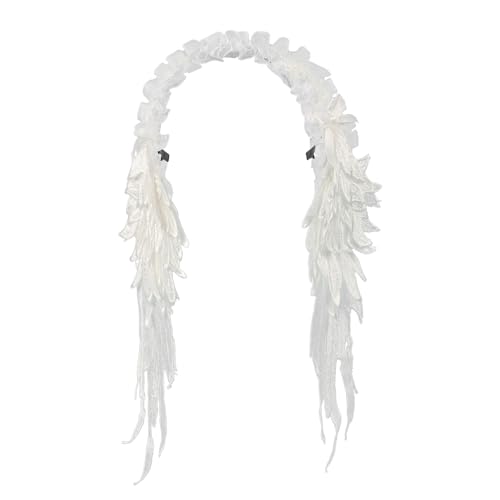 Dark Lolita Haarschmuck Gothischer Engel Flügel Spitze-Kopfschmuck Zwillinge Stirnband Breitkrempiges Fliege Haarband Herrliches Maid Kostüm Anime-Schmuck Haaraccessoires Halloween cosplay Zubehör von OhMill