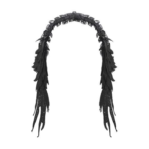 Dark Lolita Haarschmuck Gothischer Engel Flügel Spitze-Kopfschmuck Zwillinge Stirnband Breitkrempiges Fliege Haarband Herrliches Maid Kostüm Anime-Schmuck Haaraccessoires Halloween cosplay Zubehör von OhMill