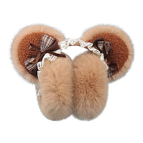 OhMill Damen Winter warme Ohrenschützer Ohrwärmer Kälteschutz Ohrabdeckungen Plüsch Earmuffs für Outdoor, Radfahren, Laufen, Skifahren,Wandern und Andere Winteraktivitäten (Khaki) von OhMill