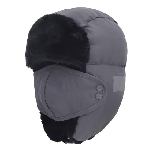 OhMill Unisex Verdickter Radfahren Hut Trappermütze Fliegermütze mit Ohrenklappen für Snowboarden, Skifahren, Radfahren,56-58cm (Dunkelgrau) von OhMill