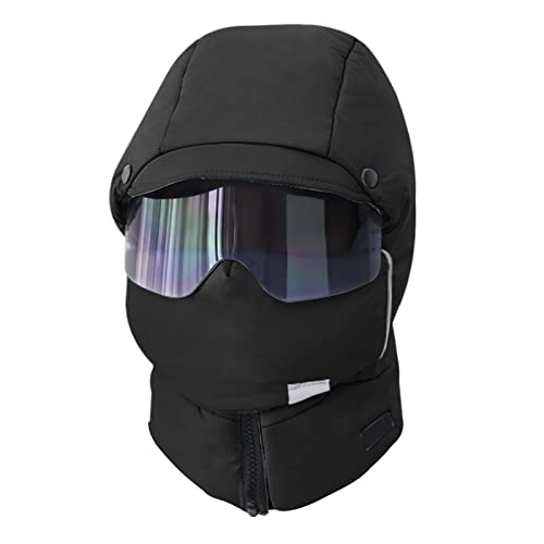 OhMill Unisex Warme Windproof Wintermütze Ohrenklappen Trappermütze Fliegermütze Sportmütze Skimütze Verdickt Face Maske mit Gläser für Outdoor Freizeit Reise Radsport Snowboarden (Schwarz) von OhMill