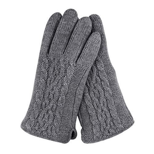 OhMill Winter Warm Touchscreen Handschuhe Autofahren Handschuh mit Fleece Gefütterte für Outdoors Frauen Damen und Mädchen (Grau-Strickhandschuhe) von OhMill