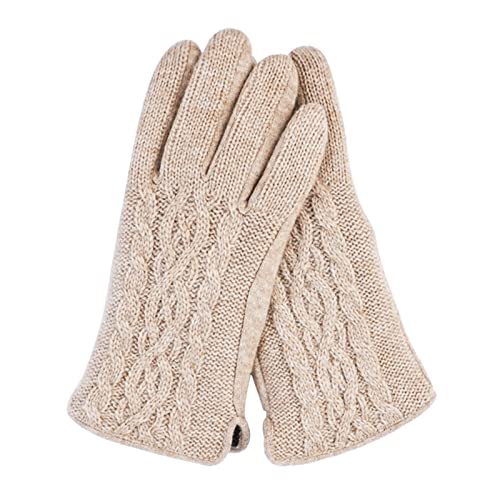 OhMill Winter Warm Touchscreen Handschuhe Autofahren Handschuh mit Fleece Gefütterte für Outdoors Frauen Damen und Mädchen (Khaki-Strickhandschuhe) von OhMill