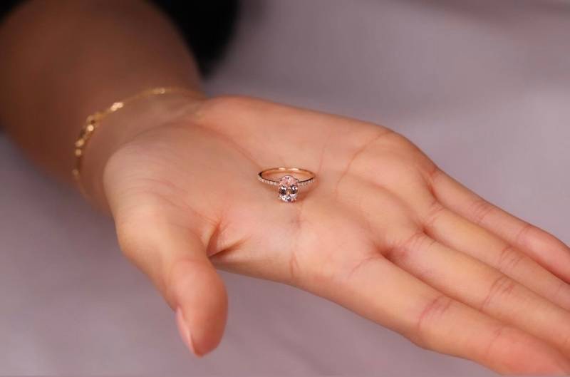 1 Ct Oval Pink Morganit Diamant Pave Ring von OhMyChristine