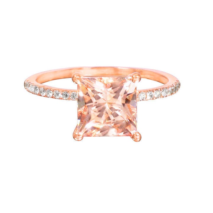 1Ct. Princess Cut Morganit Diamant Pave Ring von OhMyChristine