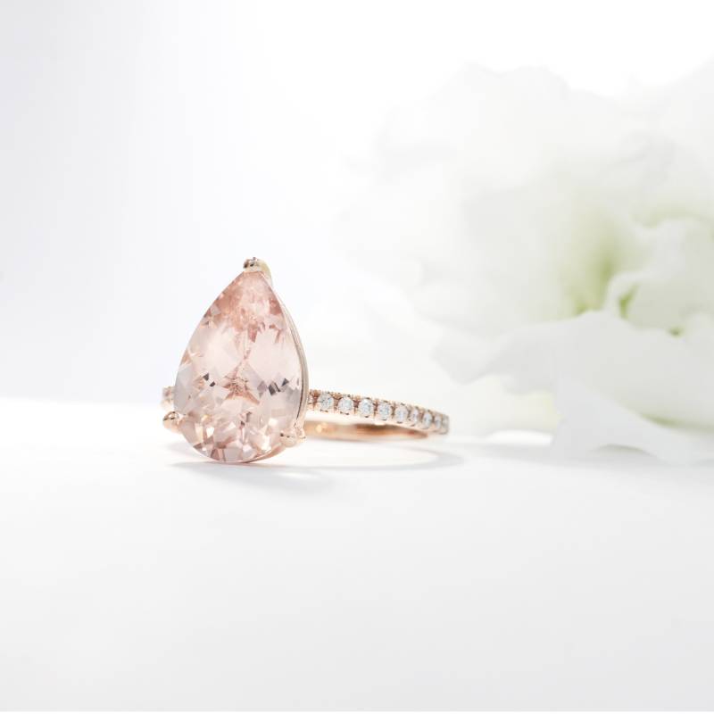 2.5 Ct. Tropfenförmiger Morganit Ring/Naturdiamant Hochzeitsschmuck von OhMyChristine