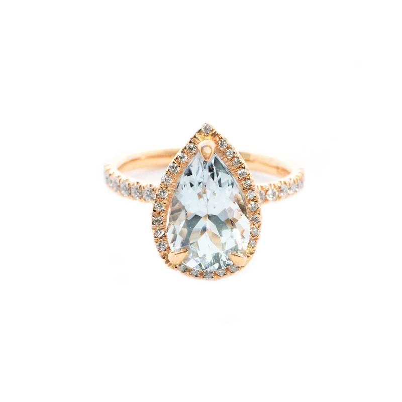 2Ct. Birnenform Aquamarin Ring/März Geburtsstein Diamant Halo Rig von OhMyChristine