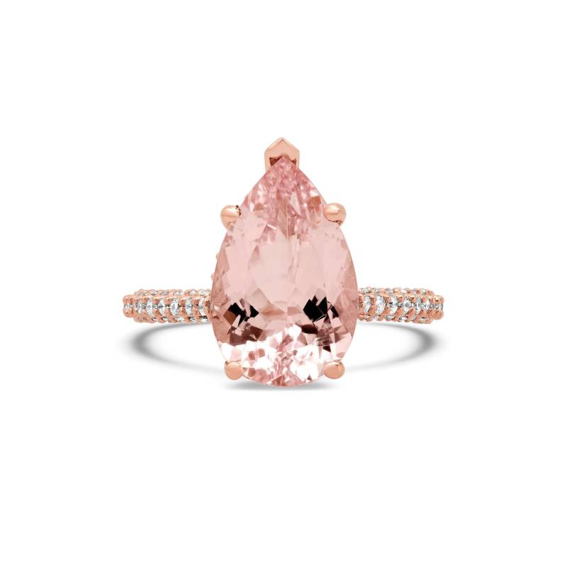 4.5 Ct. Premium Pink Morganit Doppelseitiger Halo Ring/Top Qualität von OhMyChristine