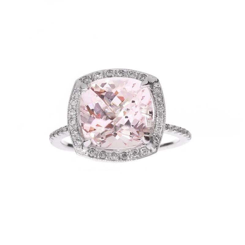 Kissenschliff Morganit Diamant Halo Ring von OhMyChristine