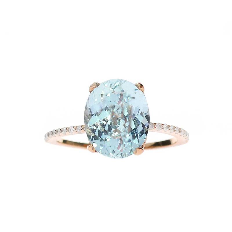 Oval Blauer Aquamarin Diamant Ring/März Geburtsstein Verlobungsring von OhMyChristine