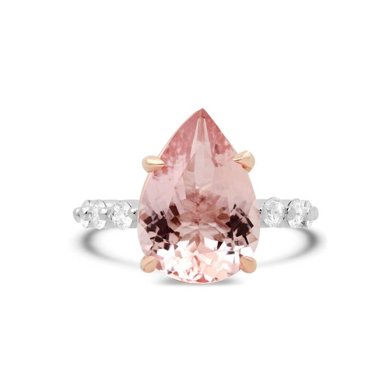 Premium Pink Morganit Ring Mit Single Zacken Band Fassung/Top Qualität von OhMyChristine
