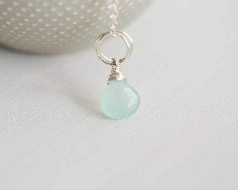 Aqua Chalcedon Halskette, Brautjungfer Geschenk, Geburtsstein Charm Halskette | 0045N Aqua Chalcedon Halskette, Brautjungfer Geschenk, Geburtsstein Charm Halskette | 0045N von OhSella