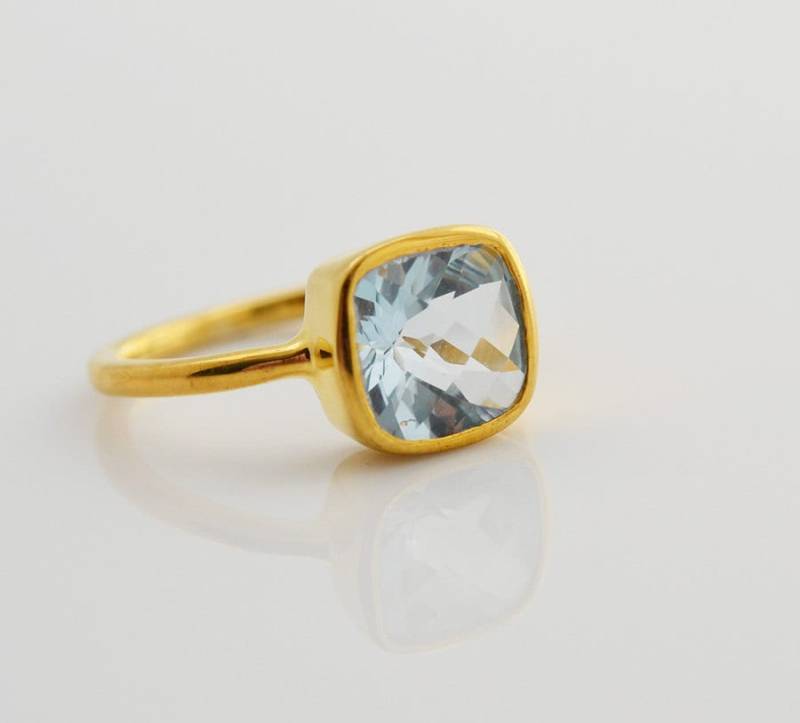 Blautopas Ring, Edelstein Absteckringe, 18K Gold Vermeil Ring | 0195R Blautopas Ring, Edelstein Absteckringe, 18K Gold Vermeil Ring | 0195R von OhSella