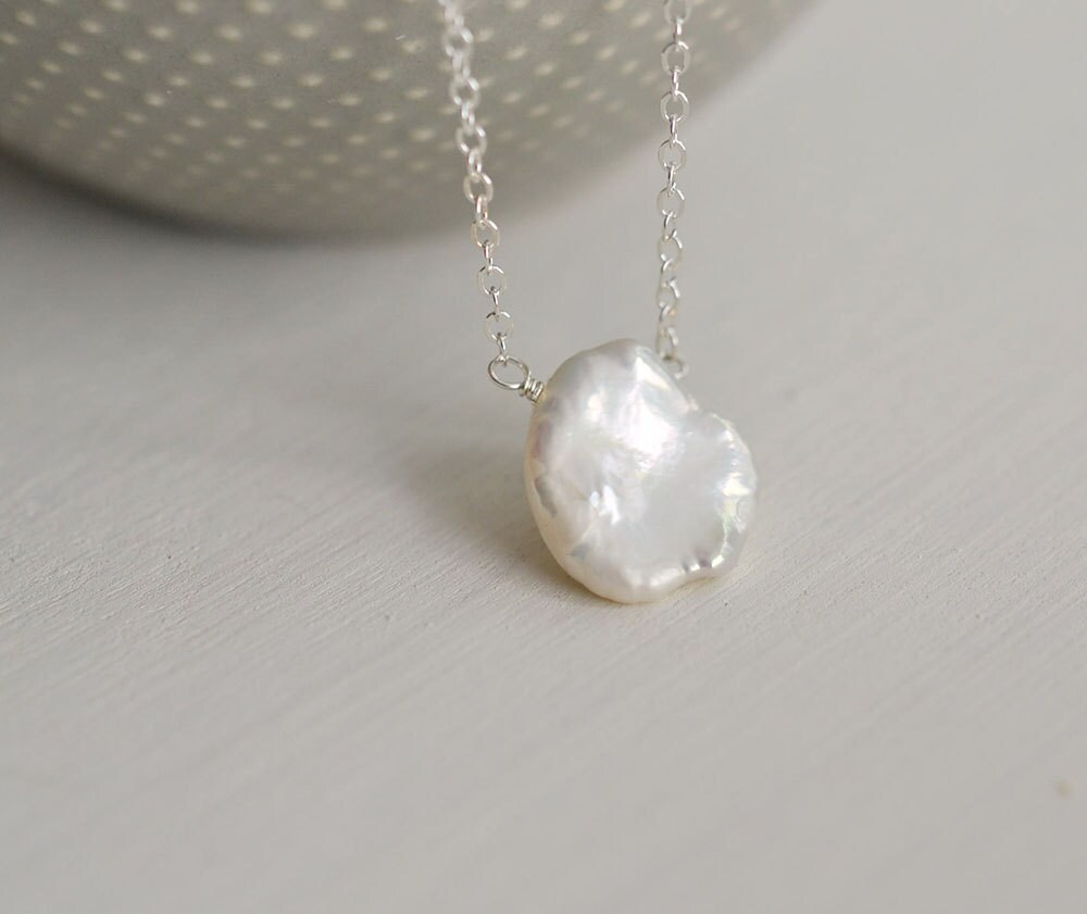 Keshi Perlenkette, Brautjungfer Geschenk, Hochzeitsgeschenk, Süßwasser-Perle Halskette, Perle Schwimmende Halskette | 0047N Keshi Perlenkette, Brautjungfer Geschenk, Hochzeitsgeschenk, Süßwasser-Perle Halskette, Perle Schwimmende Halskette | 0047N von OhSella