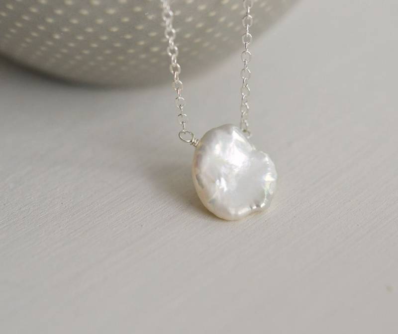 Keshi Perlenkette, Brautjungfer Geschenk, Hochzeitsgeschenk, Süßwasser-Perle Halskette, Perle Schwimmende Halskette | 0047N Keshi Perlenkette, Brautjungfer Geschenk, Hochzeitsgeschenk, Süßwasser-Perle Halskette, Perle Schwimmende Halskette | 0047N von OhSella