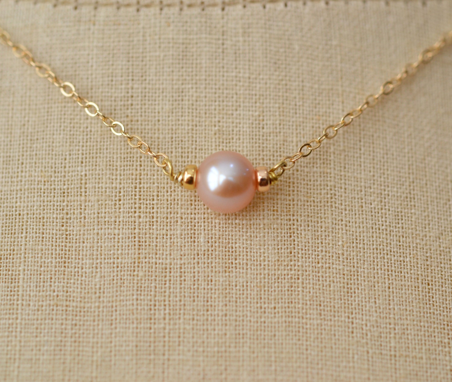 Solitär Süßwasserperlenkette, Rosa Süßwasserperle, Gold Fill Halskette, Sterling Silber Perlenkette | 0031N Solitär Süßwasserperlenkette, Rosa Süßwasserperle, Gold Fill Halskette, Sterling Silber Perlenkette | 0031N von OhSella