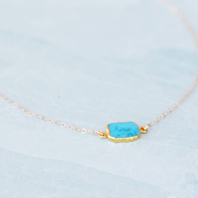 Türkis Scheibe Halskette, Bezel Set Halskette in Gold, Gold Pendent | 0003-1N Türkis Scheibe Halskette, Bezel Set Halskette in Gold, Gold Pendent | 0003-1N von OhSella