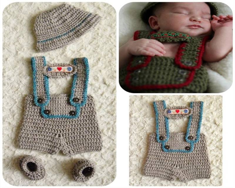 Handgemachte Lederhosen Häkeln Baby Alpine Oktoberfest Kostüm, Foto Prop. Verfügbar Für Neugeborene, 0-3 M & 3-6 Sizing von OhSoVeryKnotty