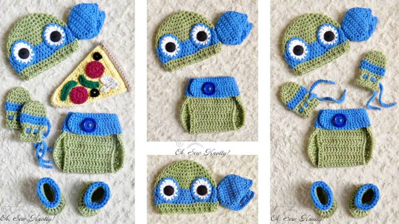 Ninja Turtles Handmade Inspiriert Leonardo Blau Häkeln Baby 2-6 Stück Sets. Photo Prop. Neugeborenen Bis 12 Monate von OhSoVeryKnotty