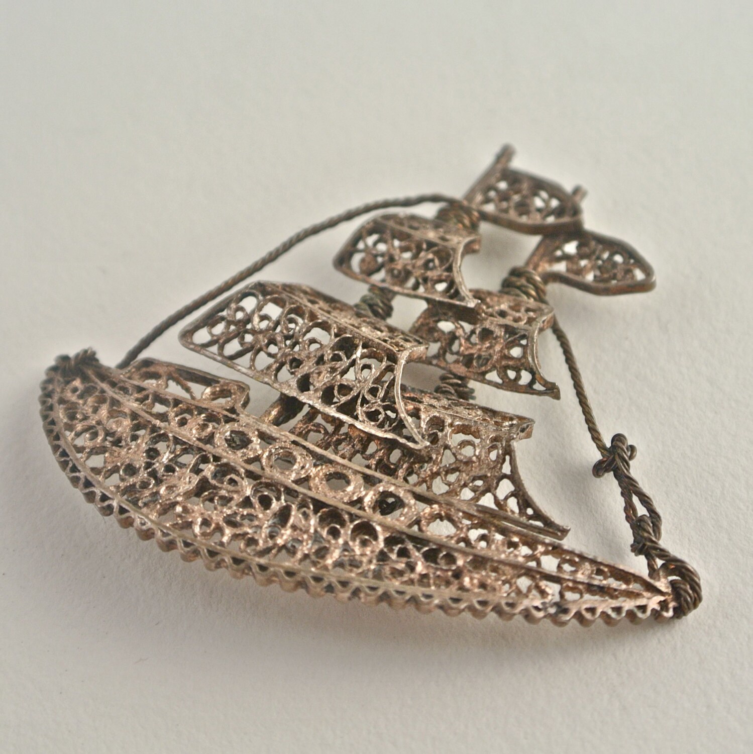 Filigrane Schiffsbrosche Aus Sterlingsilber von OhVera
