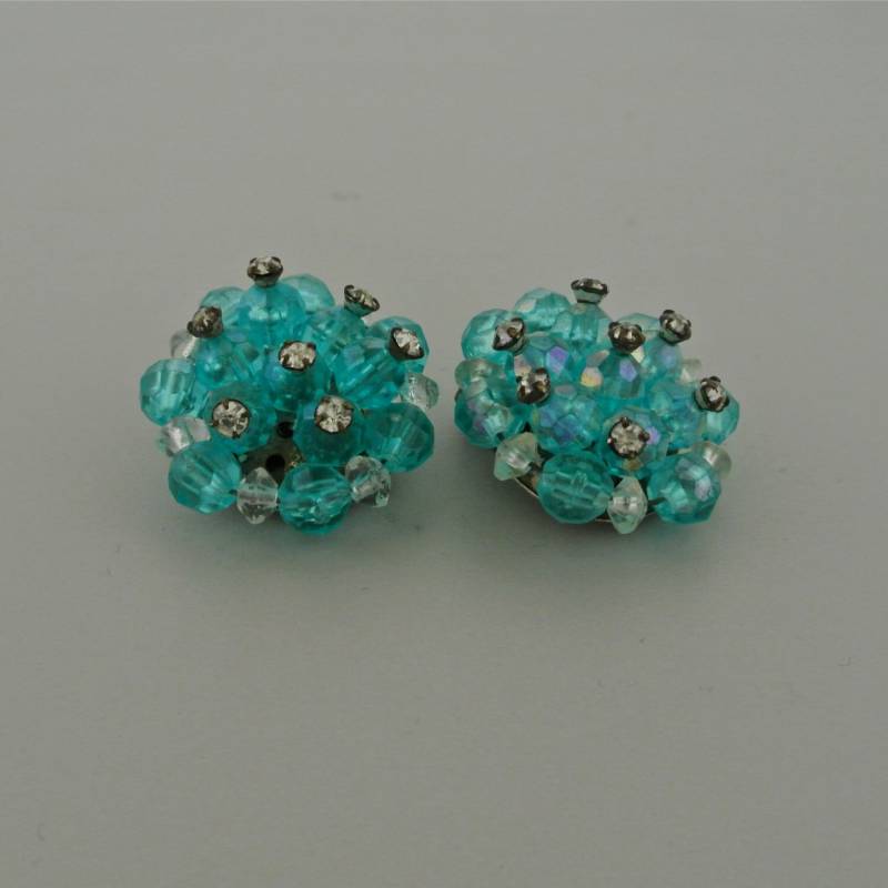 Türkise Perlen Und Strass Ohrclips Türkise Perlen Und Strass Ohrclips von OhVera
